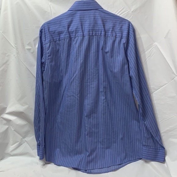KENNETH Cole Reaction Blue and White Striped Long Sleeve Shirt Size L 16” Neck - Picture 3 of 3